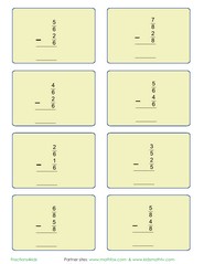 Subtraction of fractions vertical arrangement